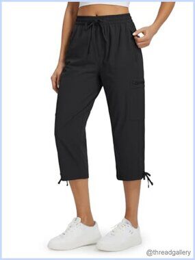 Women's Hiking Capri Cargo Pants Nylon Crop Quick Dry Athletic